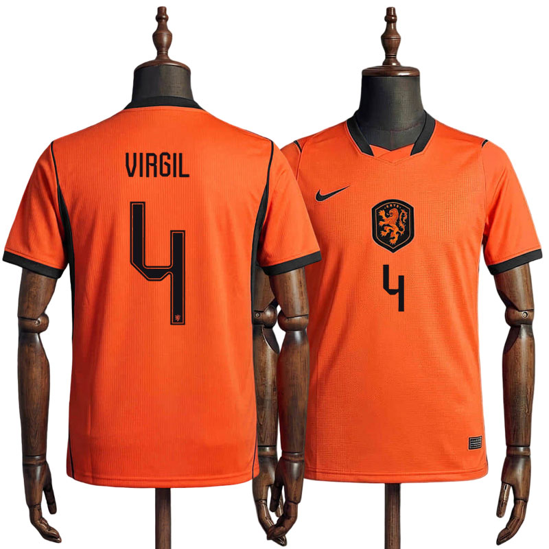 Nederland hjemmedrakt VM 2026 - herre drakt med Virgil 4 på ryggen