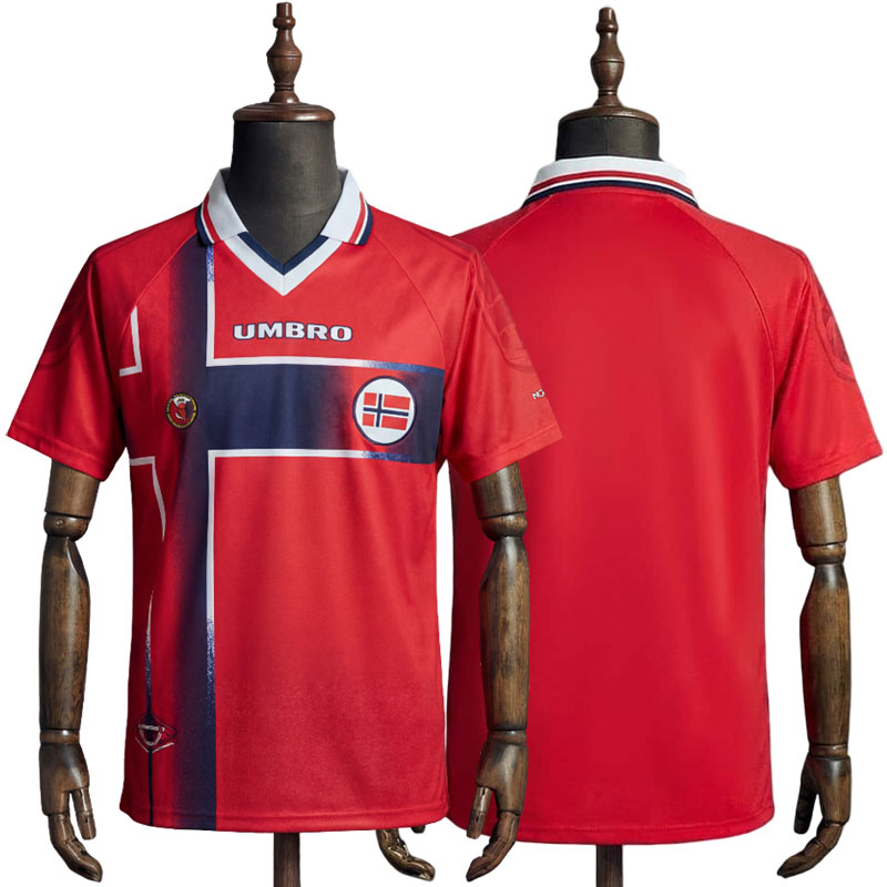 Norge retro fotballdrakt 1997/98 hjemmedrakt for menn – vintage landslagsdrakt