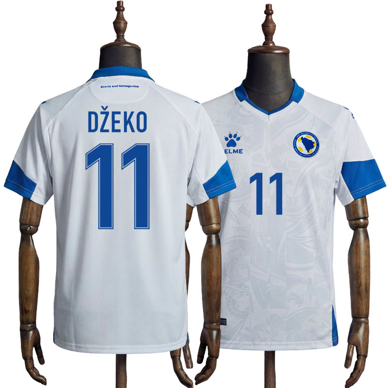 Bosnia-Hercegovina 23/24 bortedrakt - hvit drakt Džeko 11 kortermet
