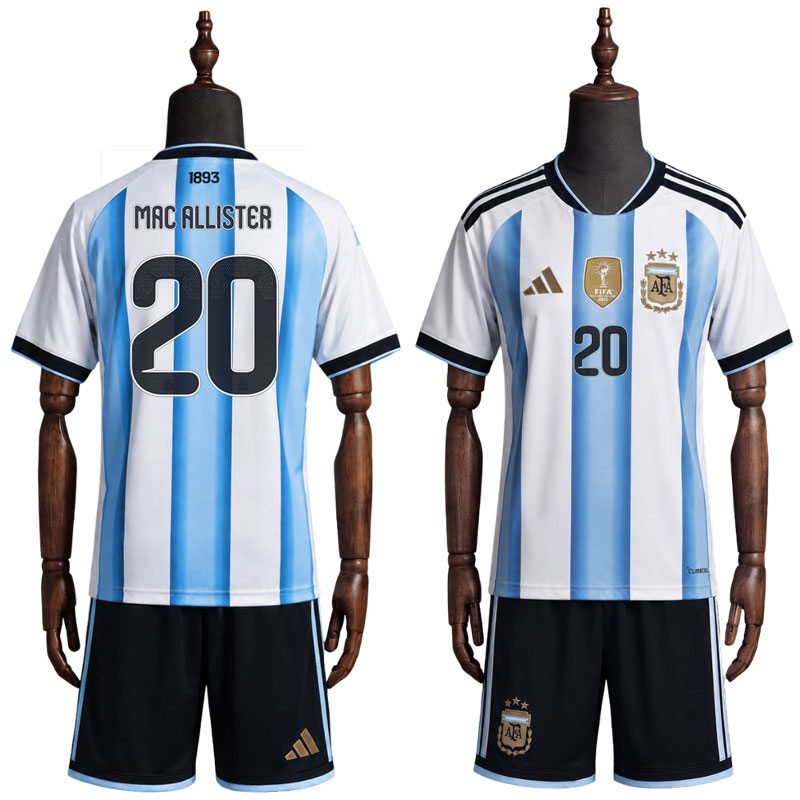 Kjøp Argentina hjemmedrakt barn 2026 - Mac Allister 20 VM-sett