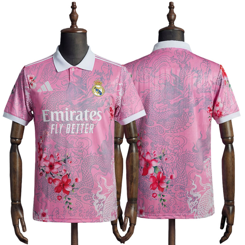 Real Madrid 2026/27 rosa drakt med blomster og dragemønster