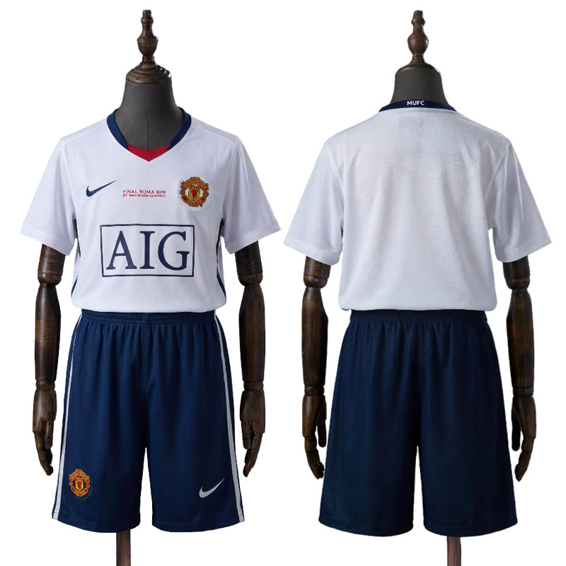 MUFC 08/09 bortedrakt Champions League vintage fotballdrakt barn sett