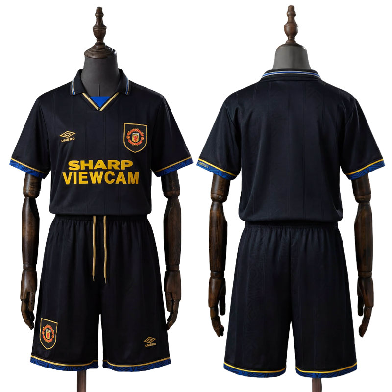 Man United 1993-95 Vintage Drakt Barn - Sort Bortedrakt