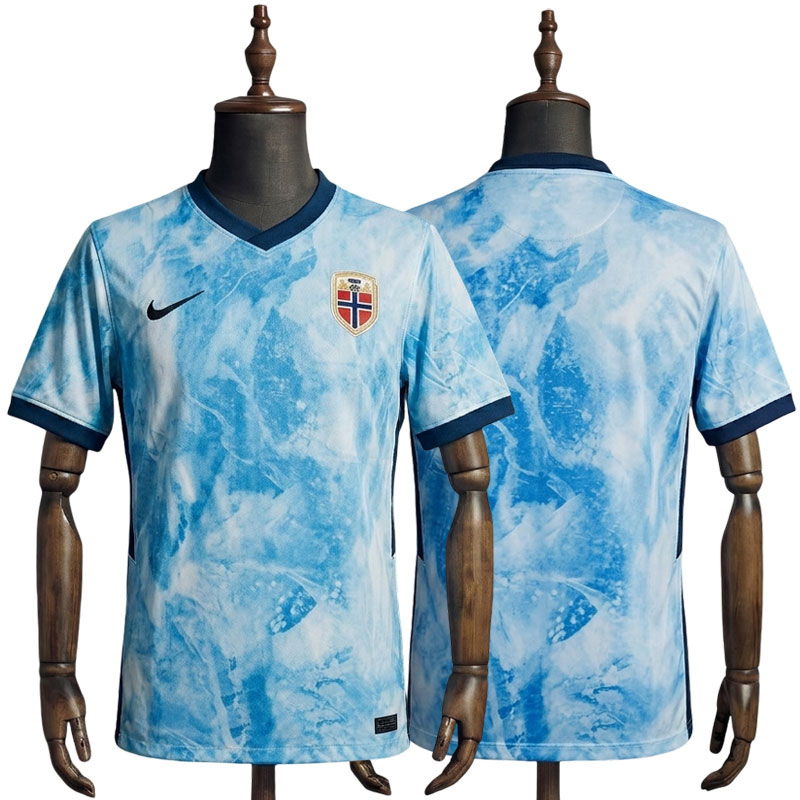 Norway bortedrakt 2020/21 blå fotballdrakt - herre kortermet retro landslagsdrakt