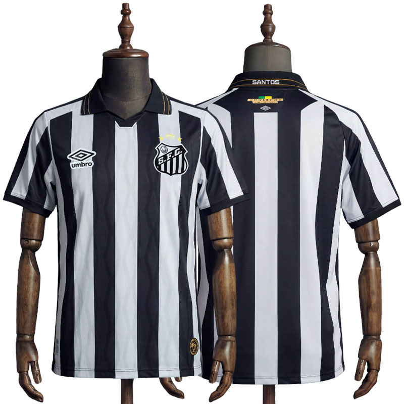 Santos FC bortedrakt 2026/27 - svart og hvit stripete drakt for herre