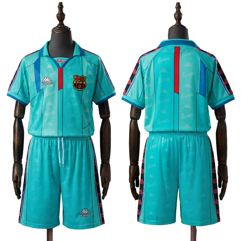 Barcelona 1995/97 Bortedrakt Barn - Retro Fotballdrakt med Shorts