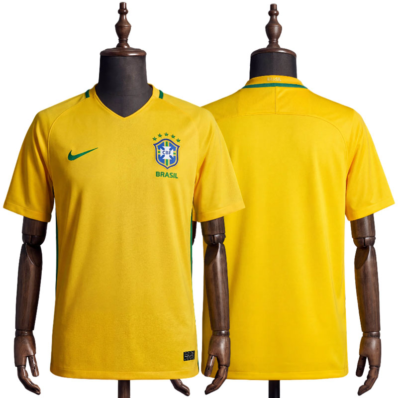 Brasil Retro Fotballdrakt 2016 Herre – Gul Hjemmedrakt med Korte Ermer