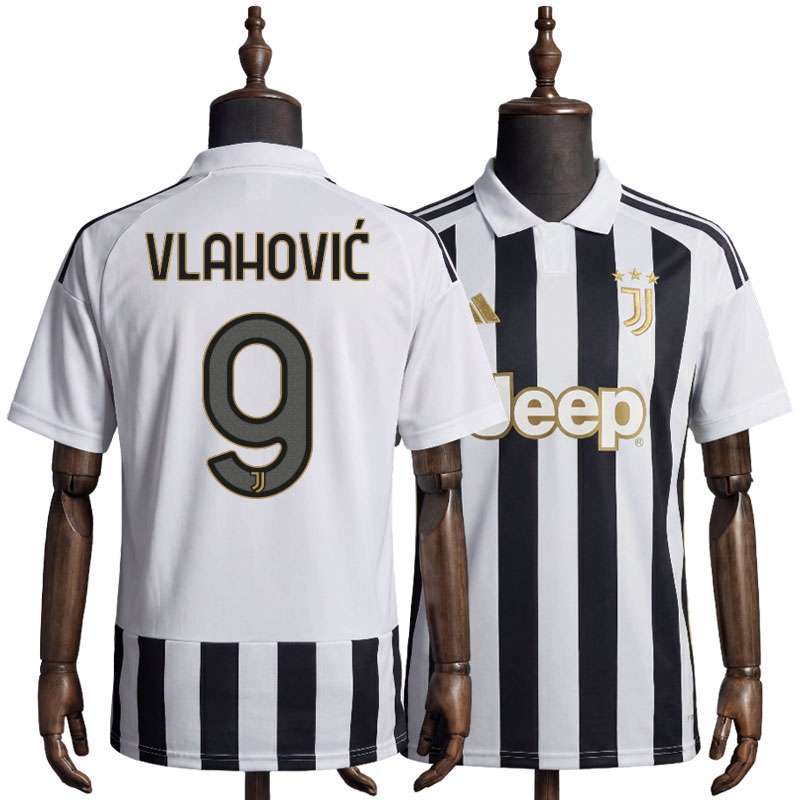 Kjøp Juventus drakt 2026/27 Vlahović 9 – herre kortermet svart hvit hjemmedrakt