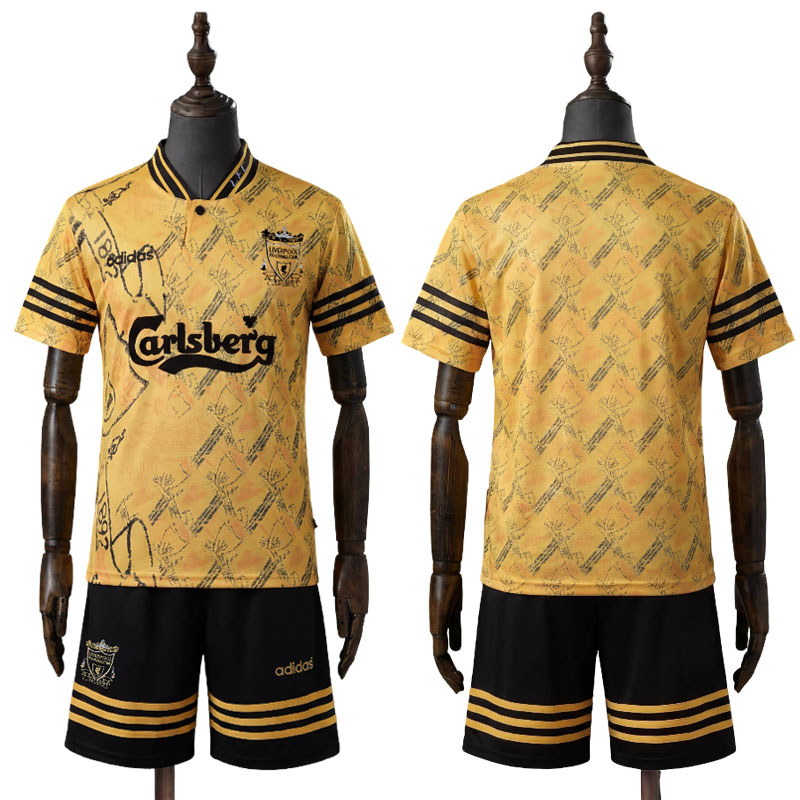 Liverpool Retro Fotballdrakt Barn 1994–96 Tredjedrakt Gul