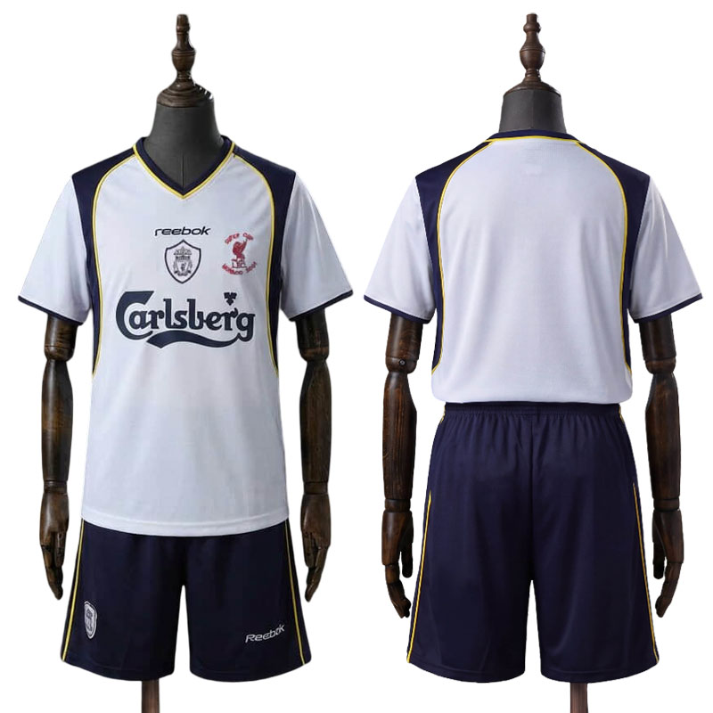 Liverpool Retro Fotballdrakt Barn 2001/02 – Hvit Bortedrakt for Barn