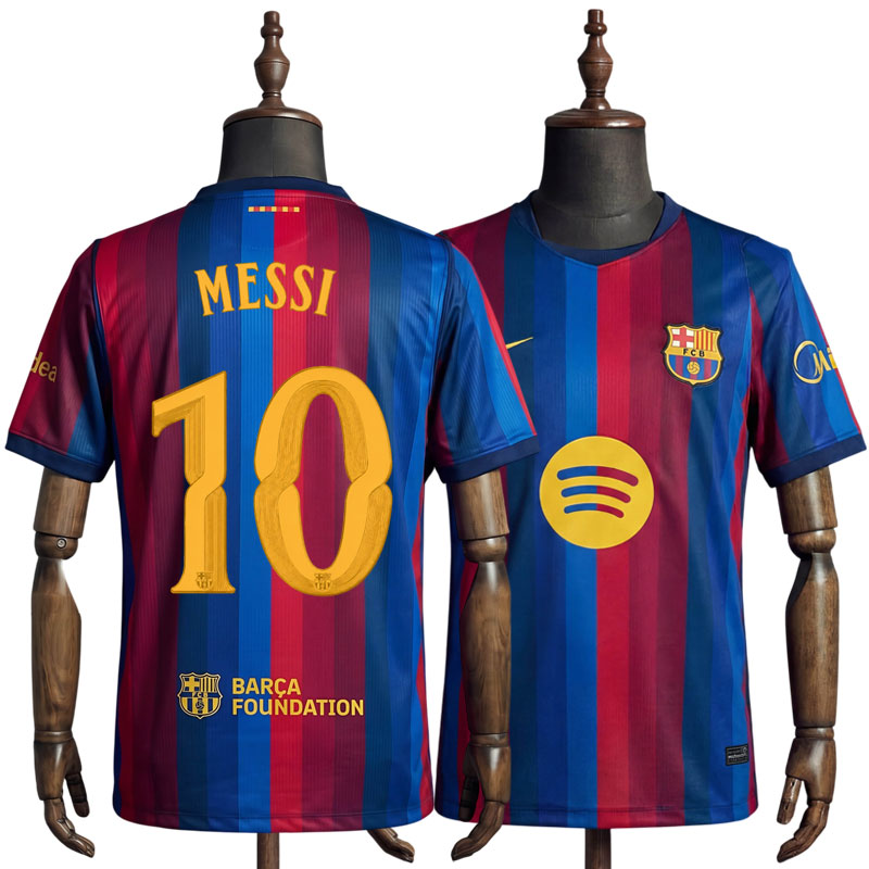 Barça drakt 2026/27 for menn – blå og rød hjemmedrakt med Messi 10
