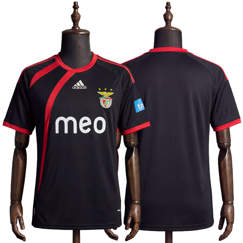 SL Benfica 2009/10 Bortedrakt Herre – Svart Retro Fotballdrakt med Korte Ermer