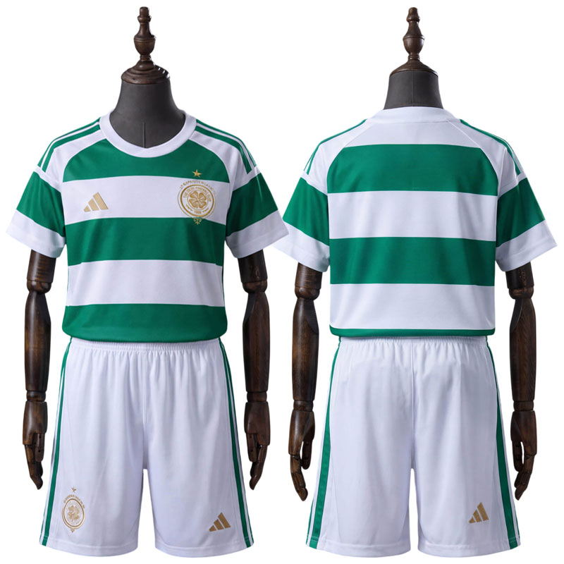 Celtic FC 2026/27 barn hjemmedrakt – grønn og hvit fotballdrakt med shorts