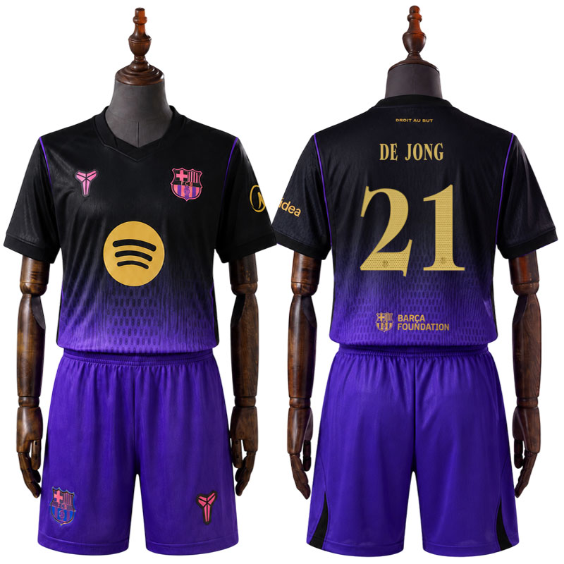 DE JONG 21 Barcelona 26/27 Bortedrakt Barn – Fotballdrakt Sett med Shorts