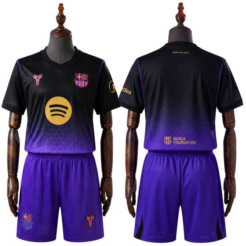FC Barcelona x Kobe Bortedrakt Barn 2026/27 – Svart Lilla Fotballdrakt Sett med Shorts