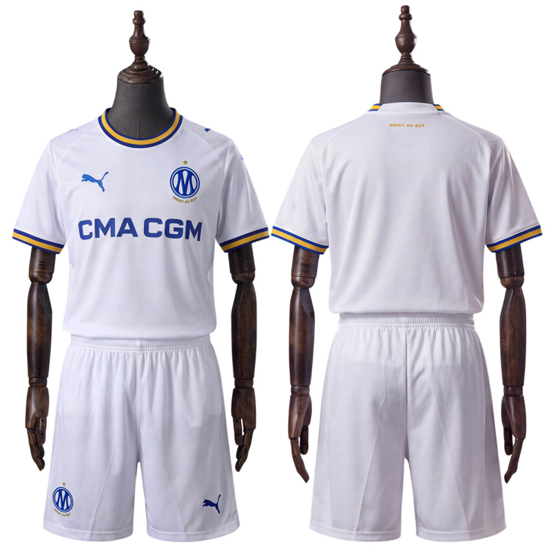 Olympique Marseille Hjemmedrakt Barn 2026/27 - Hvit Fotballdrakt Sett med Shorts